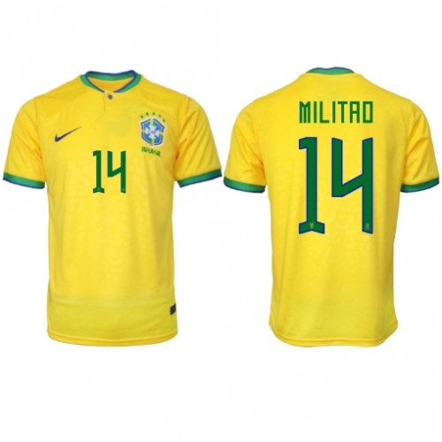 Brazil Eder Militao #14 Replica Home Shirt World Cup 2022 Short Sleeve